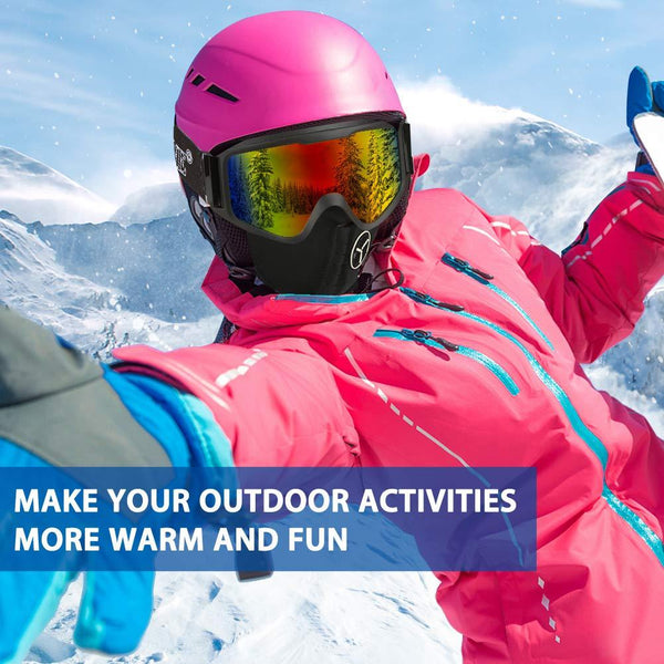 YEEONE Ski Snowboard Goggles Fit Over Glasses with Ski Mask, Anti Fog UV Protection Skating Goggles OTG Windproof Dual Lens Snow Goggles for Men Women