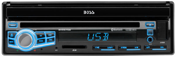 BOSS Audio BV9976B Car DVD Player - Single Din, Bluetooth Audio and Calling, Built-in Microphone, CD-USB-SD-Aux-In-Am FM Radio Receiver, 7 Inch Digital LCD Display, Multi-Color Illumination