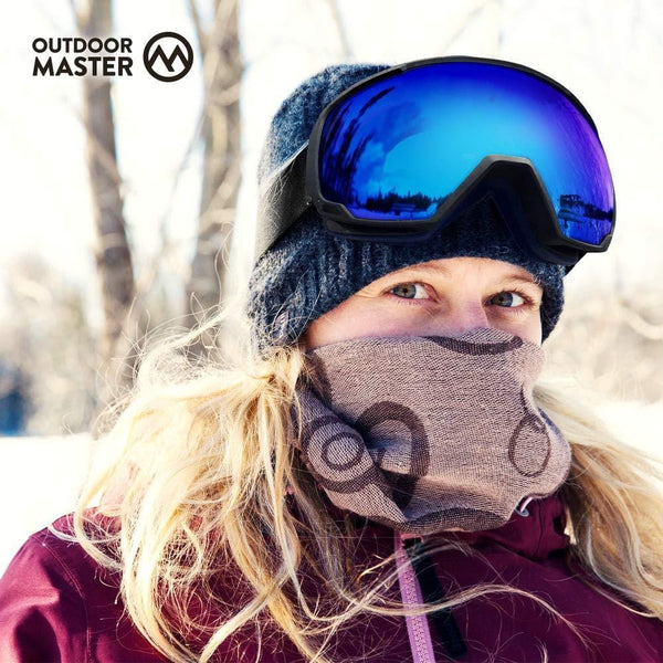 OutdoorMaster OTG Ski Goggles - Over Glasses Ski/Snowboard Goggles for Men, Women & Youth - 100% UV Protection (Black Frame + VLT 15.4% Blue Lens)