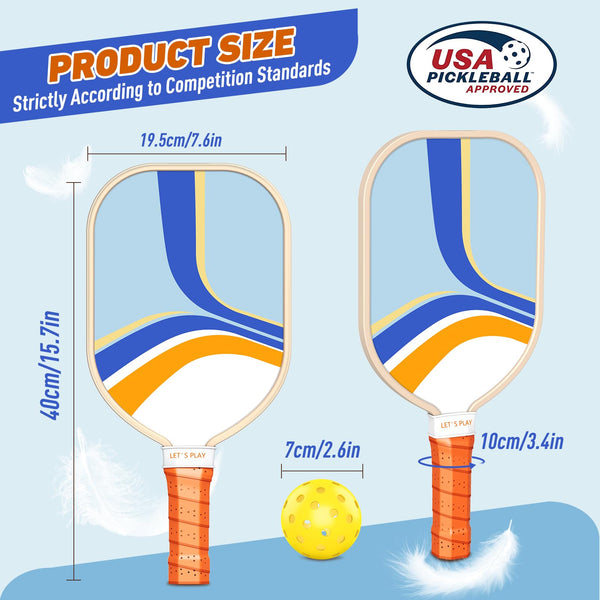 Sprypals Pickleball Paddles, USAPA Approved Pickleball Set of 4 with 4 Pickleball Balls and 1 Carry Bag Pickleball Rackets with Ergonomic Cushion Grip for Beginner & Intermediate Gifts for Women Men
