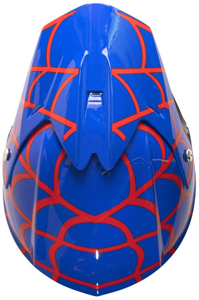 Typhoon Youth Kids Offroad Gear Combo Helmet Gloves Goggles DOT Motocross ATV Dirt Bike Motorcycle Blue Spiderman - Small