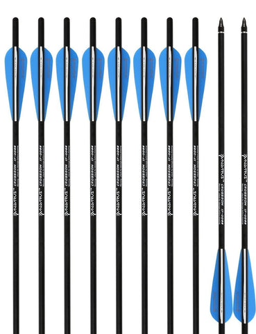 PANDARUS Archery Carbon Crossbow 17/20/22-Inch Arrows Bolt Crossbolt Fletched 4 Inch Vane with Field Point (Pack of12) (22)