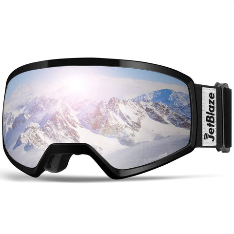 JetBlaze Ski Goggles, OTG Snowboard Goggles (Silver)