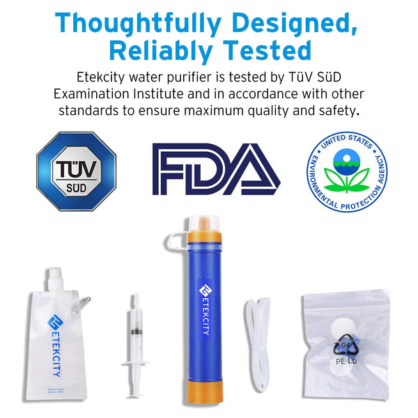 Etekcity Water Filter Straw Camping Water Purification Portable Water Filter Survival Kit for Camping, Hiking, Emergency, Hurricane