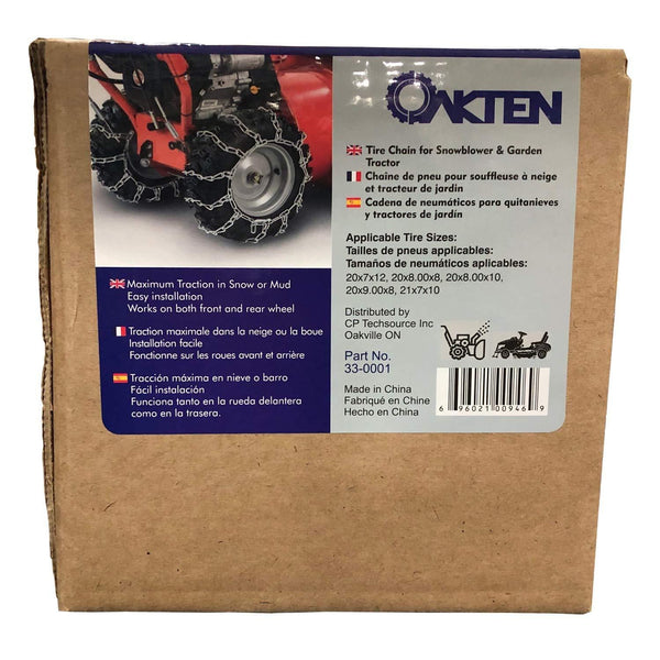 OakTen Set of Two Snow Tire Chains for Lawn Tractor Snowblowers Repl Husqvarna 954 05 02-03, 954050203 (20"x8.00"x8")