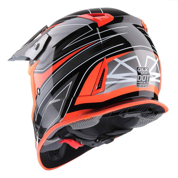 GLX Unisex-Adult GX23 Dirt Bike Off-Road Motocross ATV Motorcycle Helmet for Men Women, DOT Approved (Sear Orange, Medium)