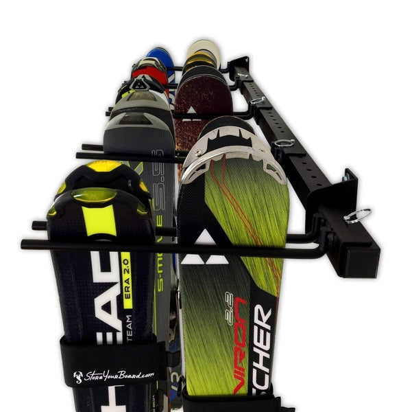 StoreYourBoard Omni Ski and Snowboard Wall Storage Rack, Holds 10 Pairs, Ski Wall Mount, Home and Garage Storage Hanger