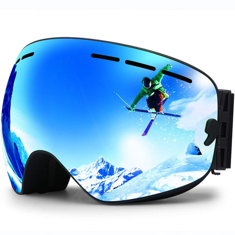 HONGDAK Ski Goggles, Snowboard Goggles UV Protection, Snow Goggles Helmet Compatible for Men Women Boys Girls Kids, Anti