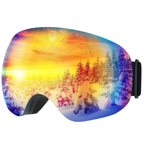 OMORC Ski Goggles,Large Spherical & Interchangeable Lens Ski Snow Goggles,Italy Imported Dual Layer Anti-fog Lenses,Two-way Ventilation System,UV Protection,OTG&Helmet Compatible for Men Women Skiing