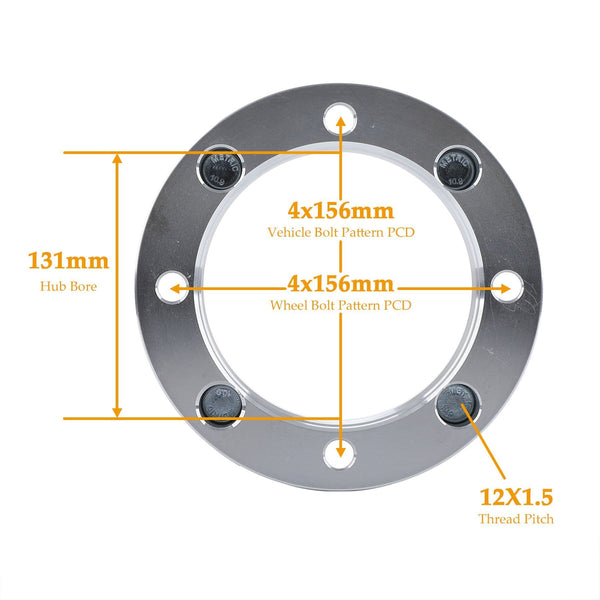 Orion Motor Tech 4x156 Wheel Spacers with 12x1.5 Studs, Compatible with 2013+ Polaris Ranger, 2014+ Polaris RZR XP 1000, 2015+ Polaris RZR Trail 900, 900 XC and RZR High Performance S 900