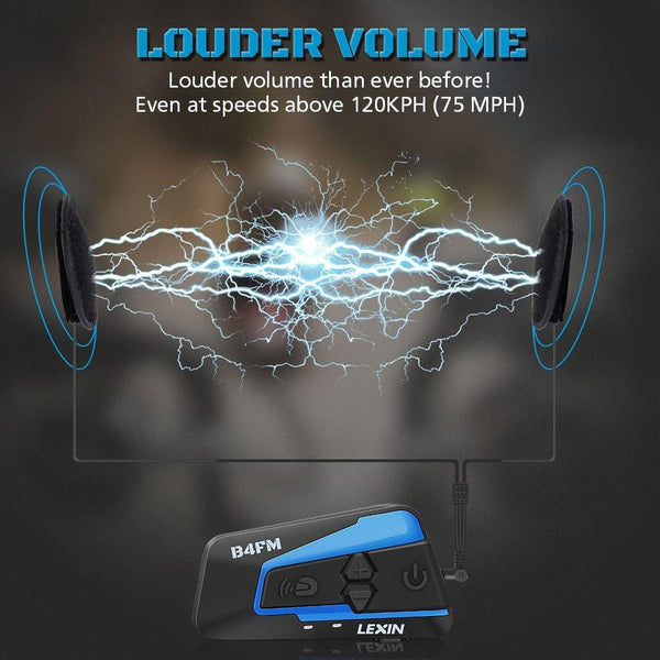 LEXIN 2pcs B4FM Motorcycle Bluetooth Intercom with FM Radio, Motorcycle Helmet Bluetooth Headset Communication With Noise Cancellation Up to 4 Riders, Universal Snowmobile Wireless Interphone