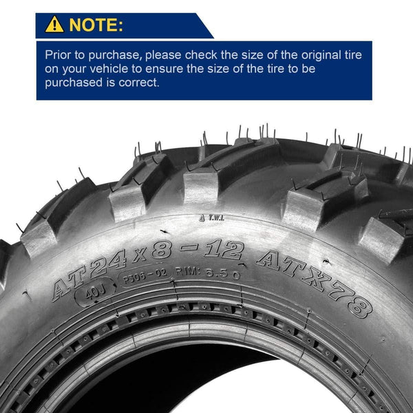 MaxAuto ATV/UTV Tires 24x8-12 24x8x12 6 Ply Tubeless,2 Set