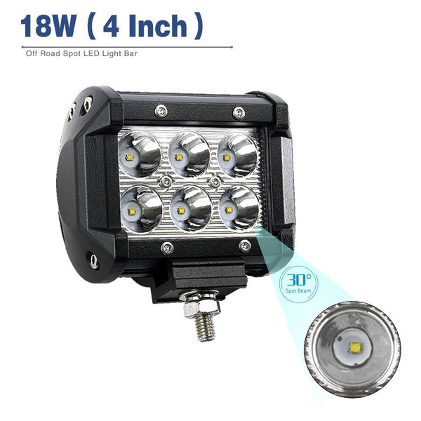 YITAMOTOR Led Light Bar 2PCS 4 inches 18W Square LED Work Light Bar Spot Led Pod light LED with Wiring Harness Waterproof for Jeep SUV Truck Car ATVs 4x4 4WD Boat Off road Driving Light 12V 24V