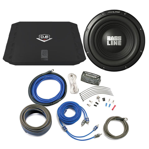 Alpine Bass Package Type-A 10" Subwoofer, Dub 200 Watt RMS Amp, and Wiring Kit