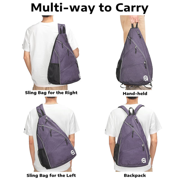 A11N Pickleball Bag, Reversible Crossbody Sling Bag/Backpack for Women Men, Lavender