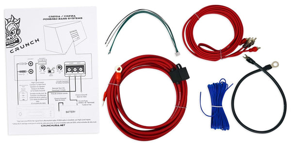 Crunch CR-212A 1000w Dual 12" Powered Loaded Subwoofers In Enclosure + Wire Kit