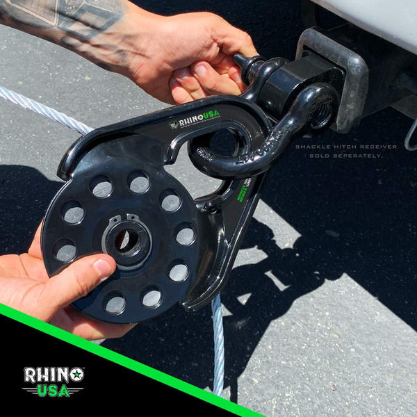 Rhino USA Snatch Block for Winch Recovery - Heavy Duty 13.5 Ton Break Strength - Compact Offroad Accessory for Jeep, Truck, UTV, ATV - Use with Tree Saver Tow Strap & Rhino USA Recovery Accessories