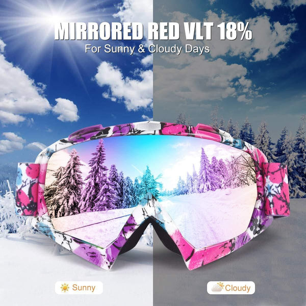 Wellovar Motorcycle Goggles,ATV Goggles Dirt Bike Ski Goggles Windproof Scratch Resistant Combat Goggles Adjustable UV Protective Safety Outdoor Glasses for Cycling, Climbing, etc (Pink)