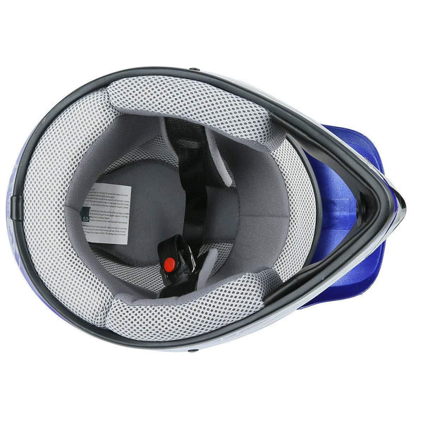 TCT-MT Helmet Goggles+Gloves New DOT Youth Blue Skull Dirt Bike ATV Motocross Large