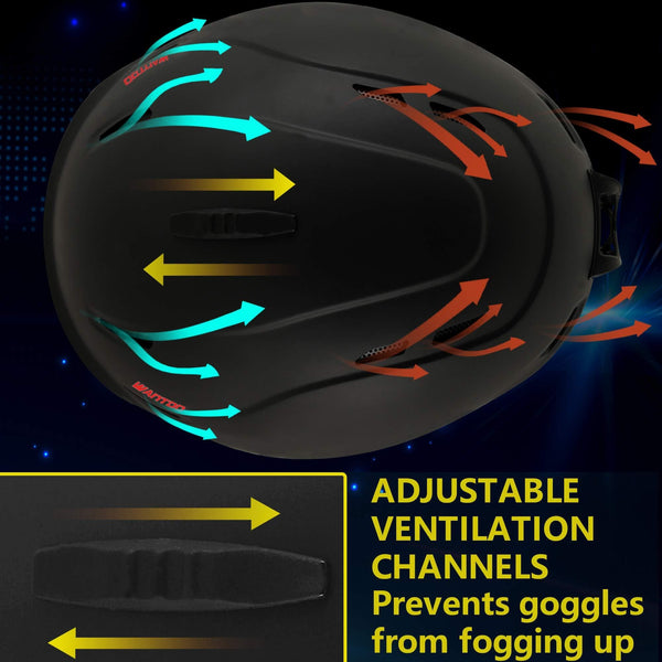 Wantdo Ski Helmet, CPSC Certified Safety Snow Helmet for Men, Women and Youth - Goggles Compatible, Venting Control, Velvet Lining Ear Pads Snowboard Helmet, M/L， Black/Red