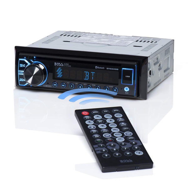 BOSS Audio BV6658B Car Stereo DVD Player - Single Din, Bluetooth Audio and Hands-Free Calling, Built-in Microphone, CD/DVD/MP3/USB/AUX Input, AM/FM Radio Receiver, LCD Display, Wireless Remote Control