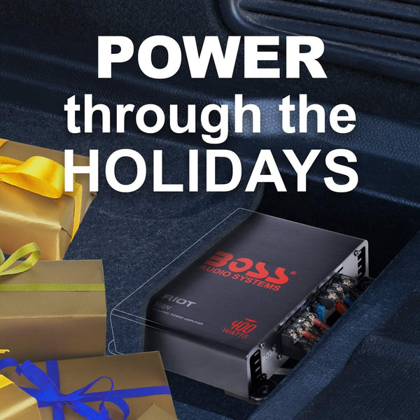 BOSS Audio Systems Elite R1004 4 Channel Car Amplifier - 400 Watts, Full Range, Class AB, 2-4 Ohm Stable, Great for Car Speakers and Car Stereo