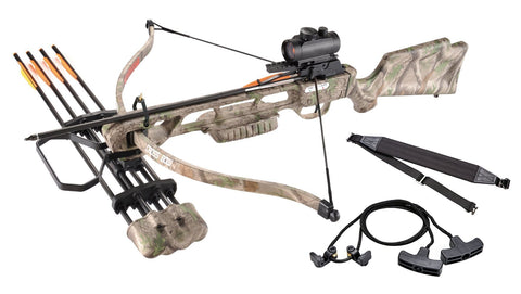 Leader Accessories Crossbow Package 160lbs 210fps Archery Equipment Hunting Bow with Quiver and 4pcs of Aluminum Arrow, Green Camo