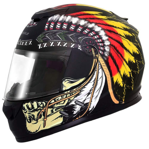 Triangle Full Face Lightweight, Aerodynamic, Comfortable Street Bike Motorcycle Helmets DOT Approved (Indian Yellow, X-Large)