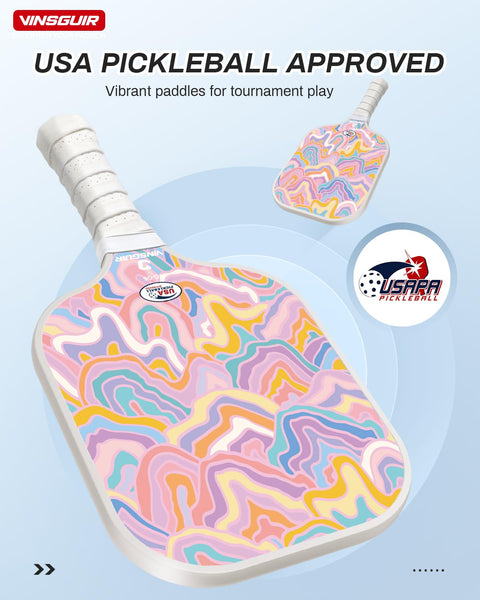 VINSGUIR Pickleball Paddles, USAPA Approved Pickleball Paddles Set of 2, Fiberglass Surface Pickleball Set with Pickleball Rackets, Pickleball Bags, Pickleball Ball Gifts for Women