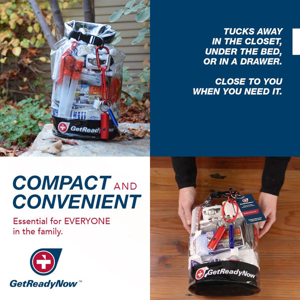 GETREADYNOW 72-Hour kit Grab & Go Emergency Kit with Essential Survival Supplies for 3 Days - Hurricane, Earthquake, Tornado Disaster Preparedness Kit - Heavy Duty Waterproof Bag