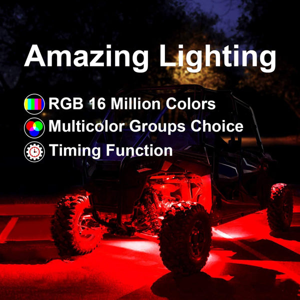 Rock Light Kits Teochew-LED 6 Pods Underglow Lights Cree Rock Lights Wheel Well Lights with Wiring Harness for Truck Jeep SUV ATV UTV 4X4 Boat