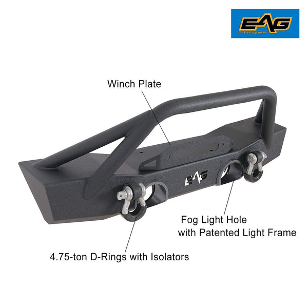 EAG Stubby Front Bumper with Fog Light Hole and Light Frame Fit for 18-19 Jeep Wrangler JL