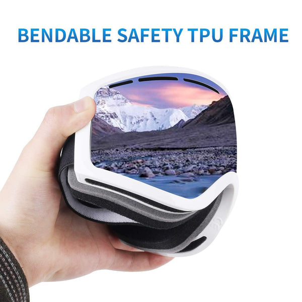 Occffy Ski Goggles Snowboard Sports OTG Goggles, UV Protection Skiing Goggles with Anti Fog for Mens Womens Youth Helmet Compatible HX001 (HX001 White Frame with Silver Lens(VLT11%))