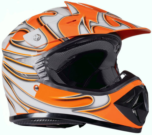 Typhoon Youth Kids Off Road Gear Combo Helmet Gloves and Goggles - Orange (Medium)