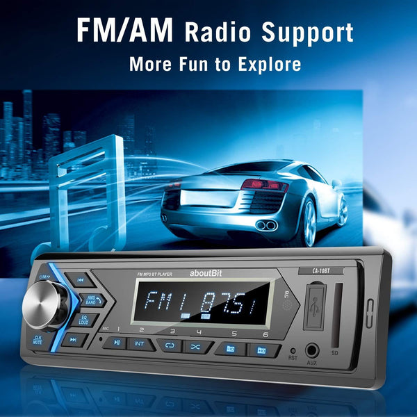 Bluetooth Car Stereo Radio Receiver,Single Din Mechless Digital Media Receiver Support FM/AM/USB/SD/FLAC/MP3/Aux-in with 7 Color Backlit,Wireless Remote Control - Ultra Pickleball