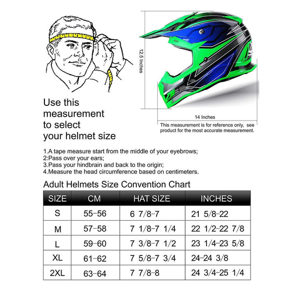 GLX Unisex-Adult GX23 Dirt Bike Off-Road Motocross ATV Motorcycle Helmet for Men Women, DOT Approved (Sear Green, Medium)