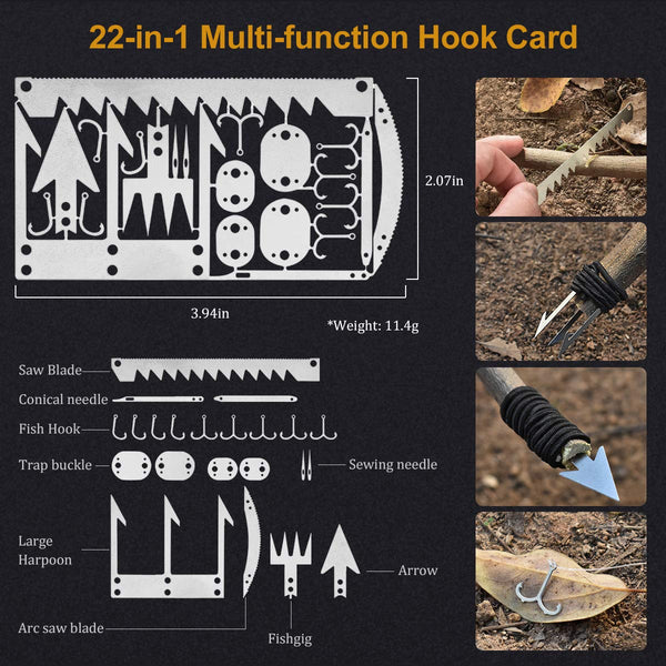 KITPIPI Survival Gear Kit 27 Pieces Outdoor Survival Tool Emergency Camping Gear with Compass Flintstones Saber Card Styptic for Adventure Outdoors Sport Best Gift for Men Boys