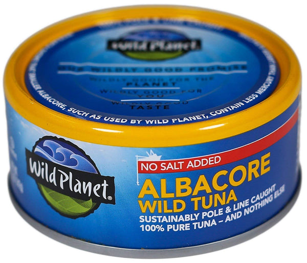 Wild Planet Wild Albacore Tuna, No Salt Added, Keto and Paleo, 3rd Party Mercury Tested, 5 Ounce, 12 Count (Pack of 1)