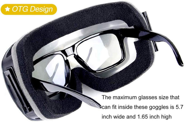 Scoteep Ski Goggles - OTG Snowboard Goggles - Snow Goggles with Anti-Fog UV Protection Double Lens for Men, Women & Youth
