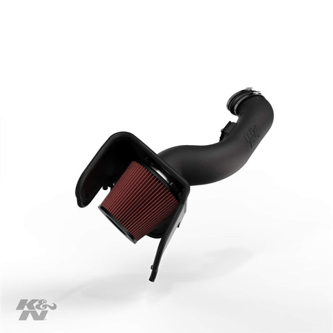 K&N Cold Air Intake Kit with Washable Air Filter:  2017-2019 Ford Super Duty (F250, F350, F450, F550) 6.7L V8 Diesel, Black HDPE Tube with Red Oiled Filter, 63-2597