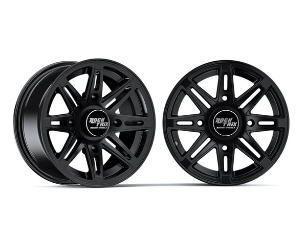 RockTrix RT103 12in ATV Wheels 4x156 Rims | 12x7 | 4+3 Offset | Includes 3/8x24 Spline Lug nuts | Compatible with Many Polaris Sportsman RZR Ranger UTV | 4/156 | Set of 4