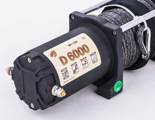 Sinoking 12VDC 6000lb/2722kg, UTV&ATV Winch with 1/4"49′（feet） Synthetic Rope Wireless Remote Control Waterproof Electric Winch Kit