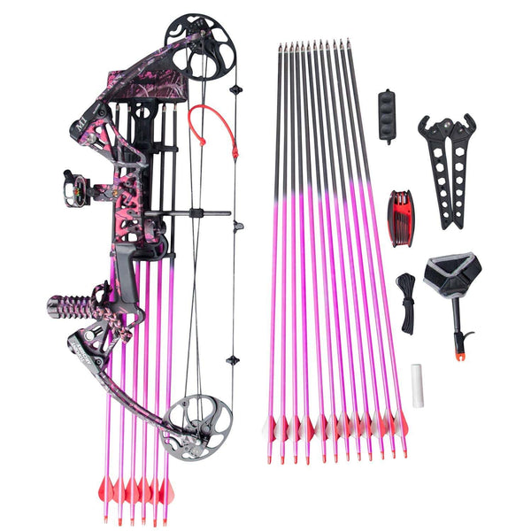 Compound Bow Ship from USA Warehouse,Topoint Archery for Women, Package M1,19"-30" Draw Length,10-50Lbs Draw Weight,Hunting Bow for Girls,Muddygirl Color (Muddygirl)