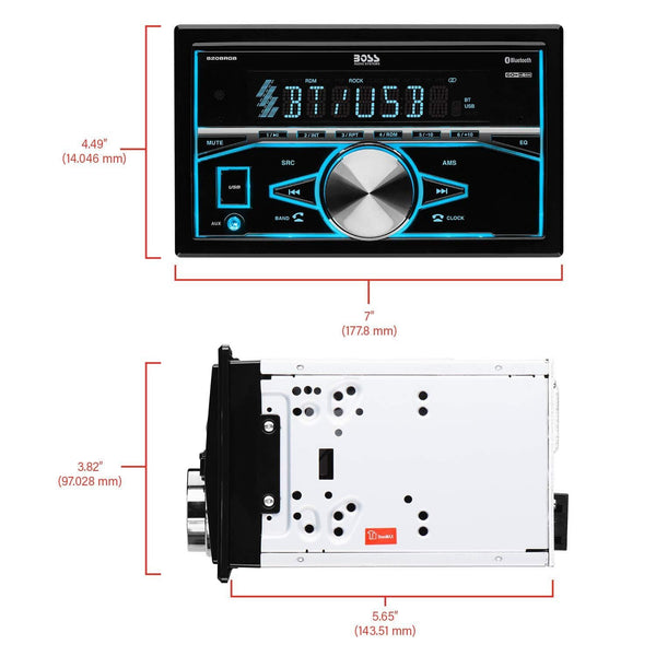 BOSS Audio Systems 820BRGB Multimedia Car Stereo - Double Din, Bluetooth Audio and Hands-Free Calling, MP3 Player, USB Port, AUX Input, AM/FM Radio Receiver, No CD/DVD, Multi Color Illumination