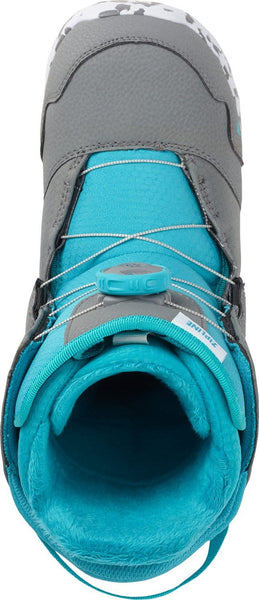 Burton Zipline BOA Snowboard Boots Kid's Sz 6 Gray/Surf Blue