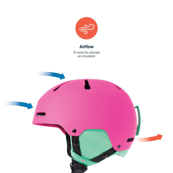 Retrospec Traverse H3 Youth Ski & Snowboard Helmet, Matte Magenta, Small (52-55cm)