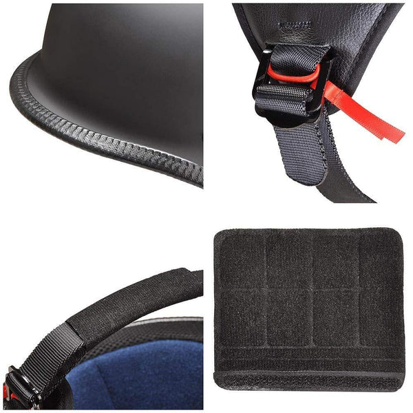 AHR Open Face DOT Motorcycle Half Helmet German Style Cruiser Chopper Biker Skull Cap Helmet Matte Black XL