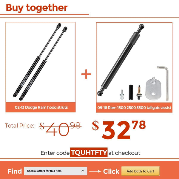 Vepagoo 2 Front Hood Gas Lift Supports Struts 4364 Compatible for Dodge Ram 1500/2500/3500/4500/5500 Spring Shocks