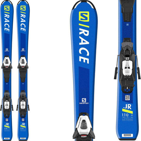SALOMON S/Race Jr Small Skis 120 w/C5 GW Bindings Kid's Sz 120cm Blue/Yellow