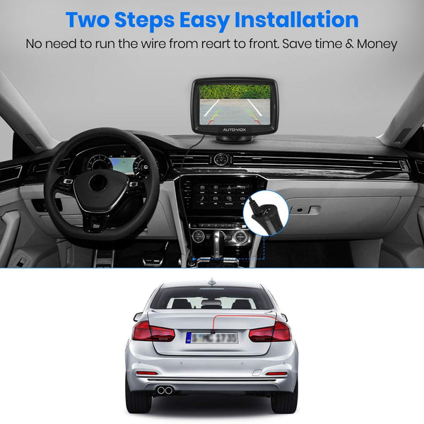 W2 NO Interference Digital Wireless Backup Camera System Kit with Built-in Transmitter, IP68 Waterproof Wireless Rear View Camera and 4.3'LCD Wireless Reversing Monitor for Trailer,Minibus, Trucks